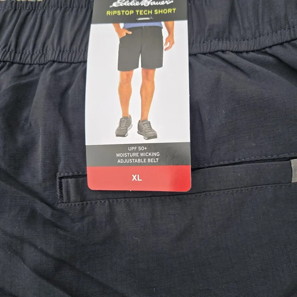 Eddie Bauer Men XL Moisture Wicking UPF+ 50 Ripstop Tech‎ Short XL Black Belted